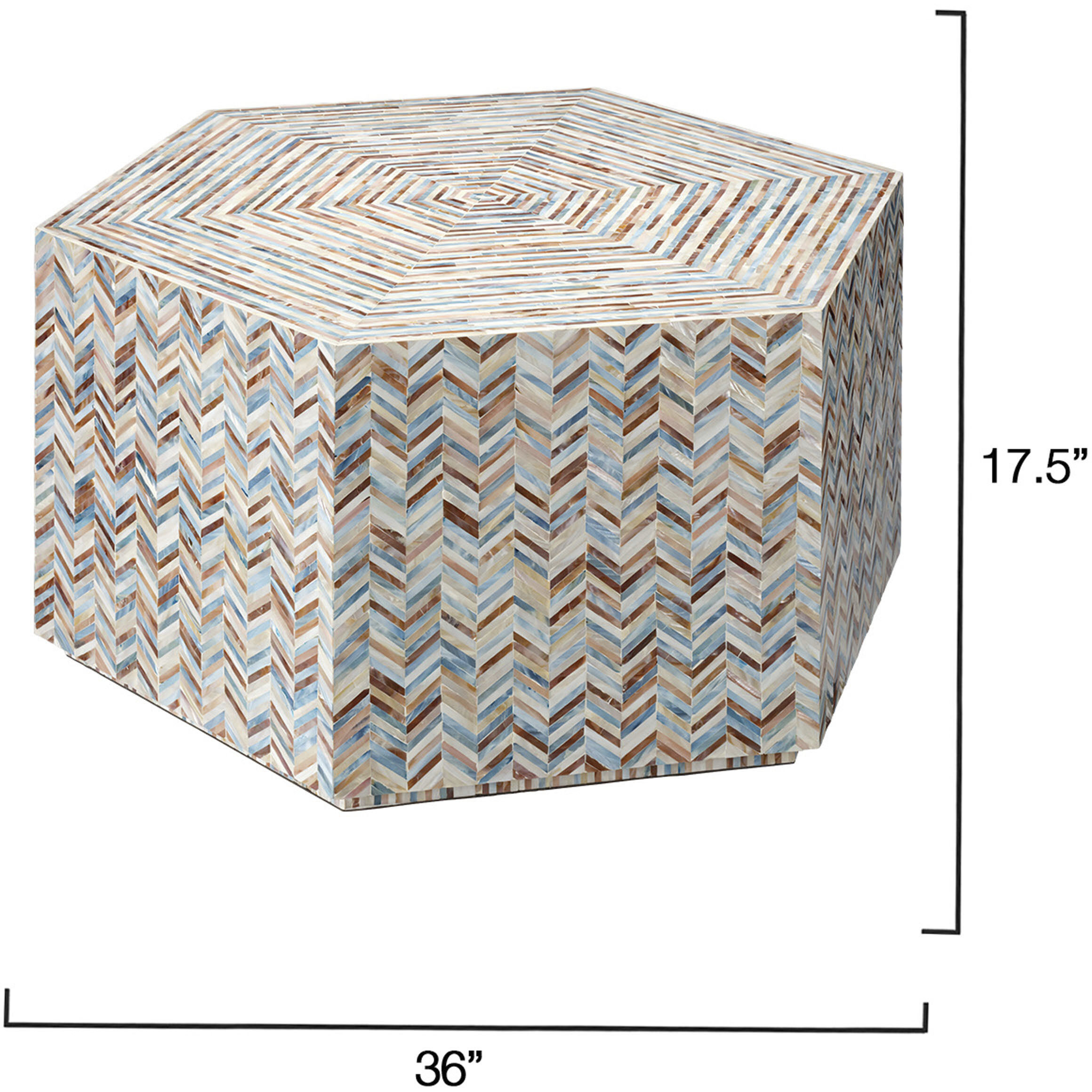 Hepburn 36 X 17.5 inch Mixed Blue and White and Red Mother of Pearl Coffee Table