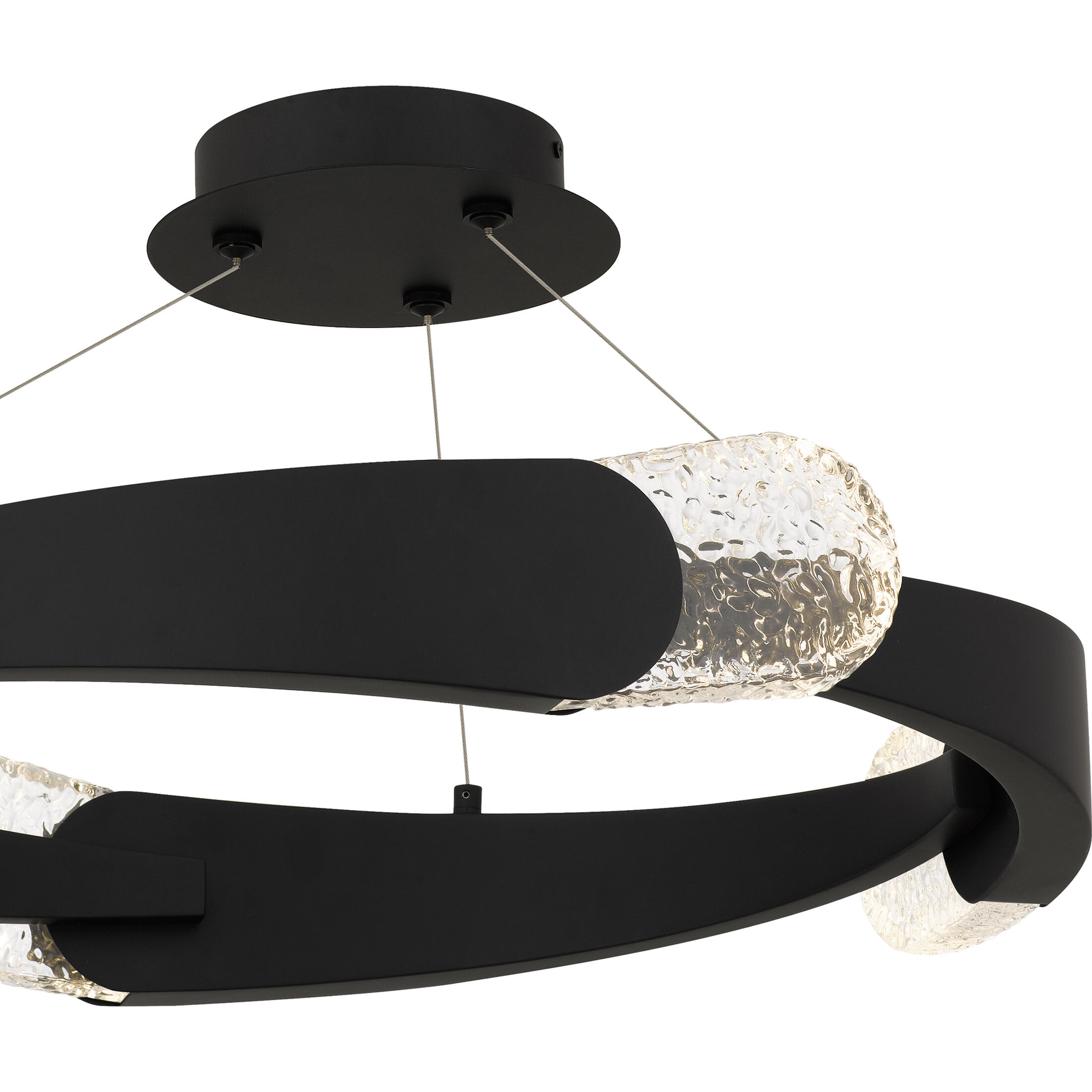 Saffron LED 24 inch Matte Black Semi-Flush Mount Ceiling Light, Extra Large