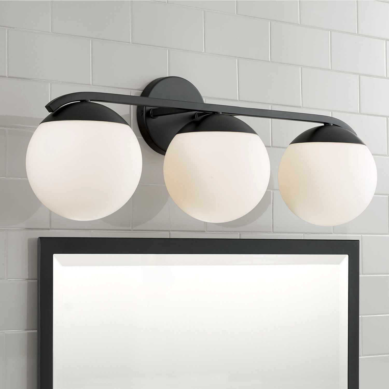 Oliver 3 Light 25.5 inch Matte Black Vanity Light Wall Light