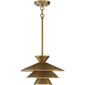 Contemporary 1 Light 14 inch Natural Brass Pendant Ceiling Light