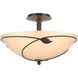 Forged Leaves 3 Light 16 inch Bronze Semi-Flush Ceiling Light in Sand, Large