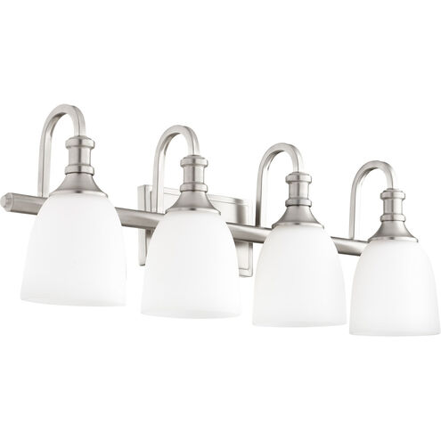 Richmond 4 Light 28 inch Satin Nickel Vanity Light Wall Light in Satin Opal