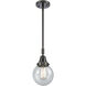 Beacon 1 Light 6 inch Matte Black Mini Pendant Ceiling Light in Seedy Glass