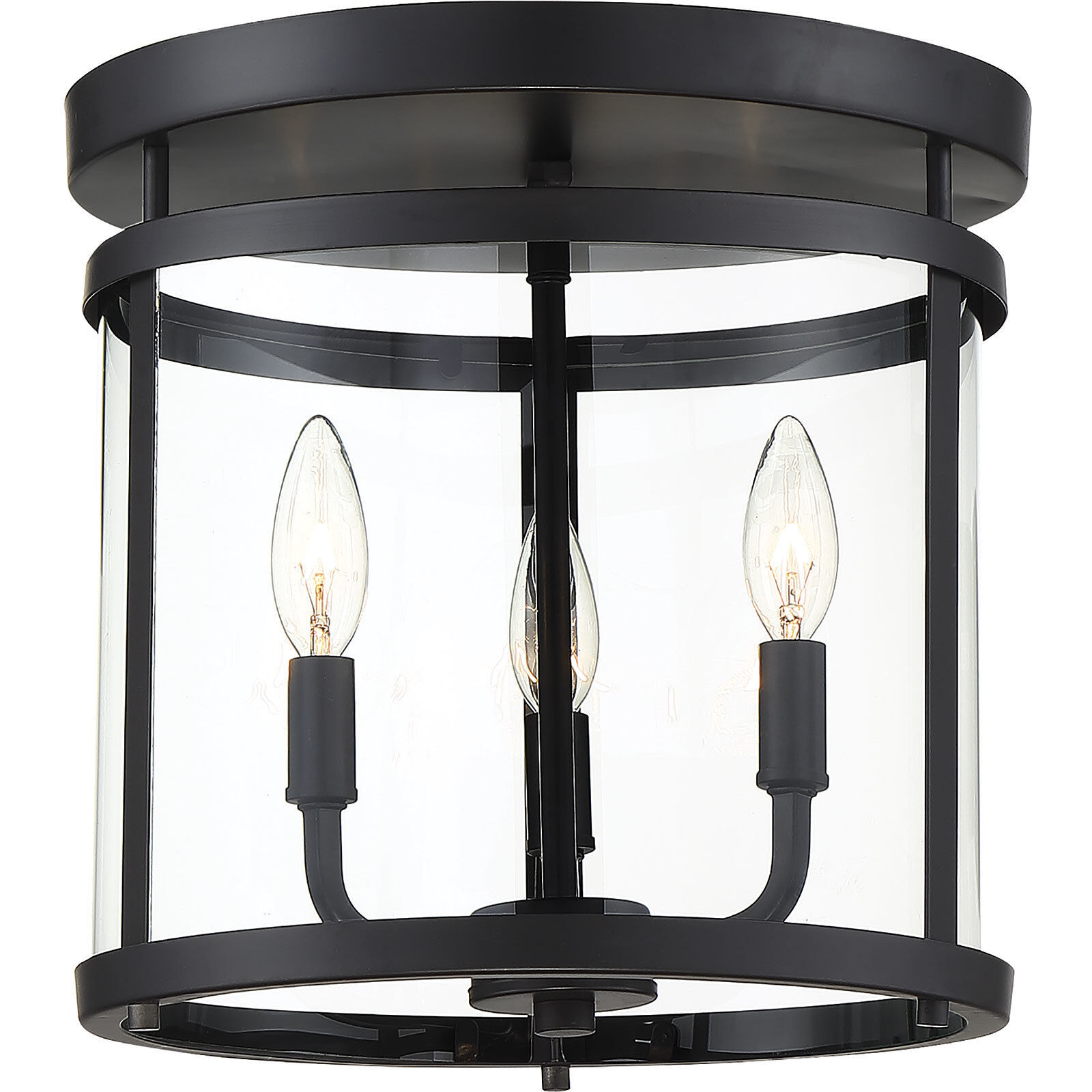 Penrose 3 Light 12.5 inch Black Semi-Flush Ceiling Light, Essentials