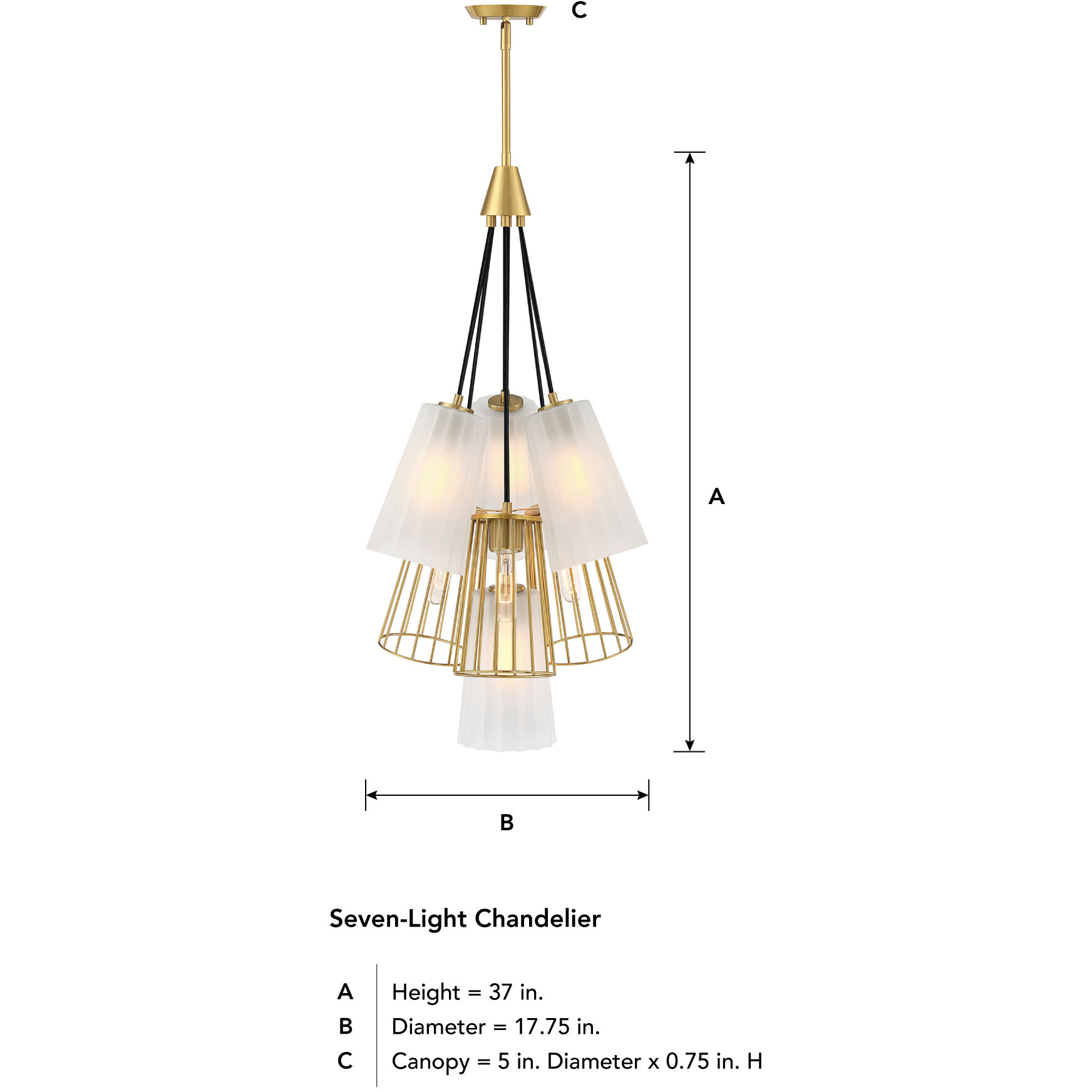 Liana 7 Light 18 inch Brushed Gold Chandelier Ceiling Light