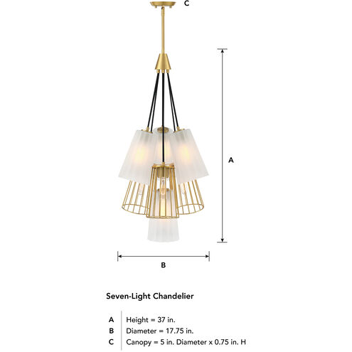 Liana 7 Light 18 inch Brushed Gold Chandelier Ceiling Light
