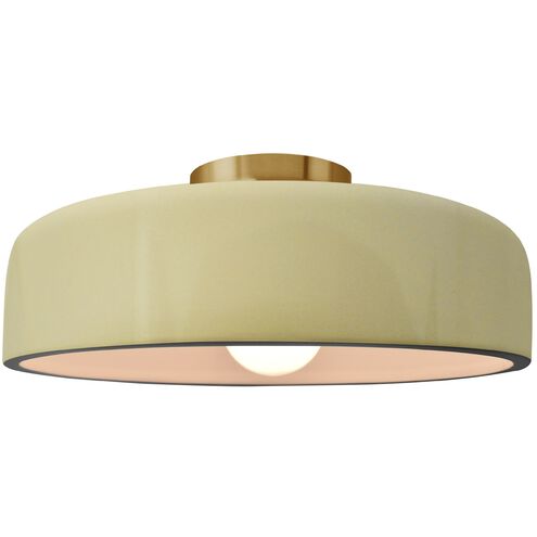Radiance LED 13 inch Vanilla Gloss and Brushed Brass Semi Flush Ceiling Light
