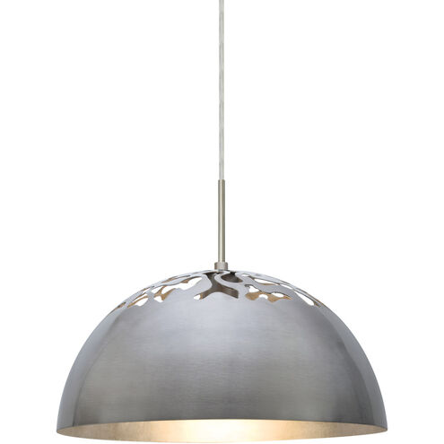 Gordy 1 Light Satin Nickel Cord Pendant Ceiling Light in Incandescent, Silver Foil Satin Nickel