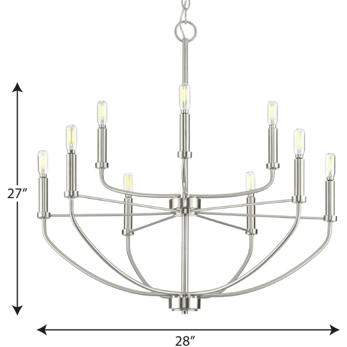 Leyden 9 Light 28 inch Brushed Nickel Chandelier Ceiling Light