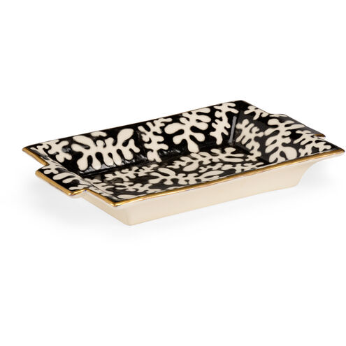 Pam Cain Black and White Glaze/Gold Trim Tray