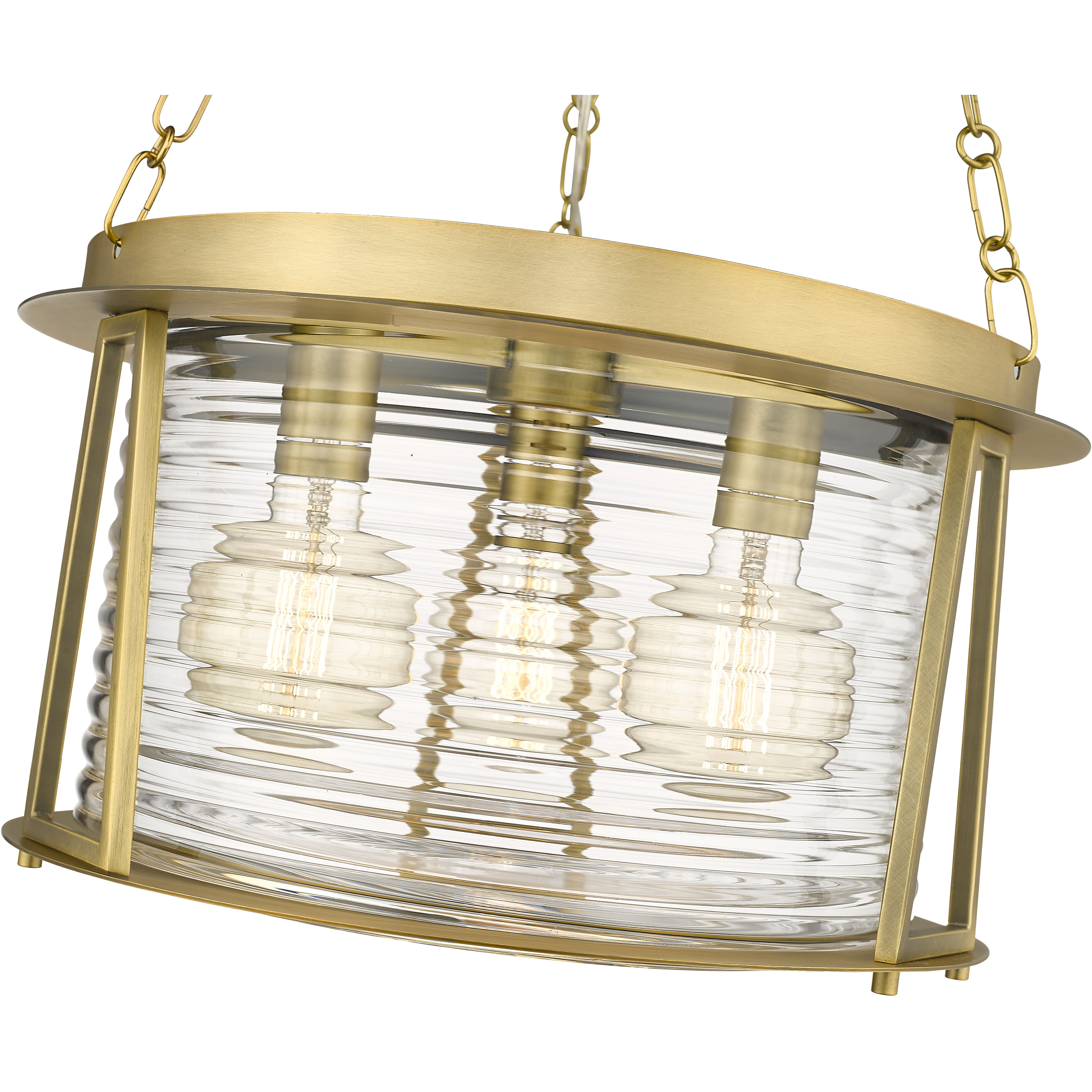 Cape Harbor 3 Light 18 inch Rubbed Brass Pendant Ceiling Light