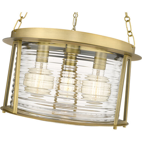 Cape Harbor 3 Light 18 inch Rubbed Brass Pendant Ceiling Light
