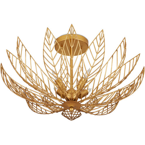 Leaflace 4 Light 26 inch Contemporary Gold Leaf/Contemporary Gold Semi-Flush Mount Ceiling Light