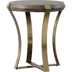 Unite 24 X 22.5 inch Plated Brushed Brass and Dark Walnut Stain Side Table