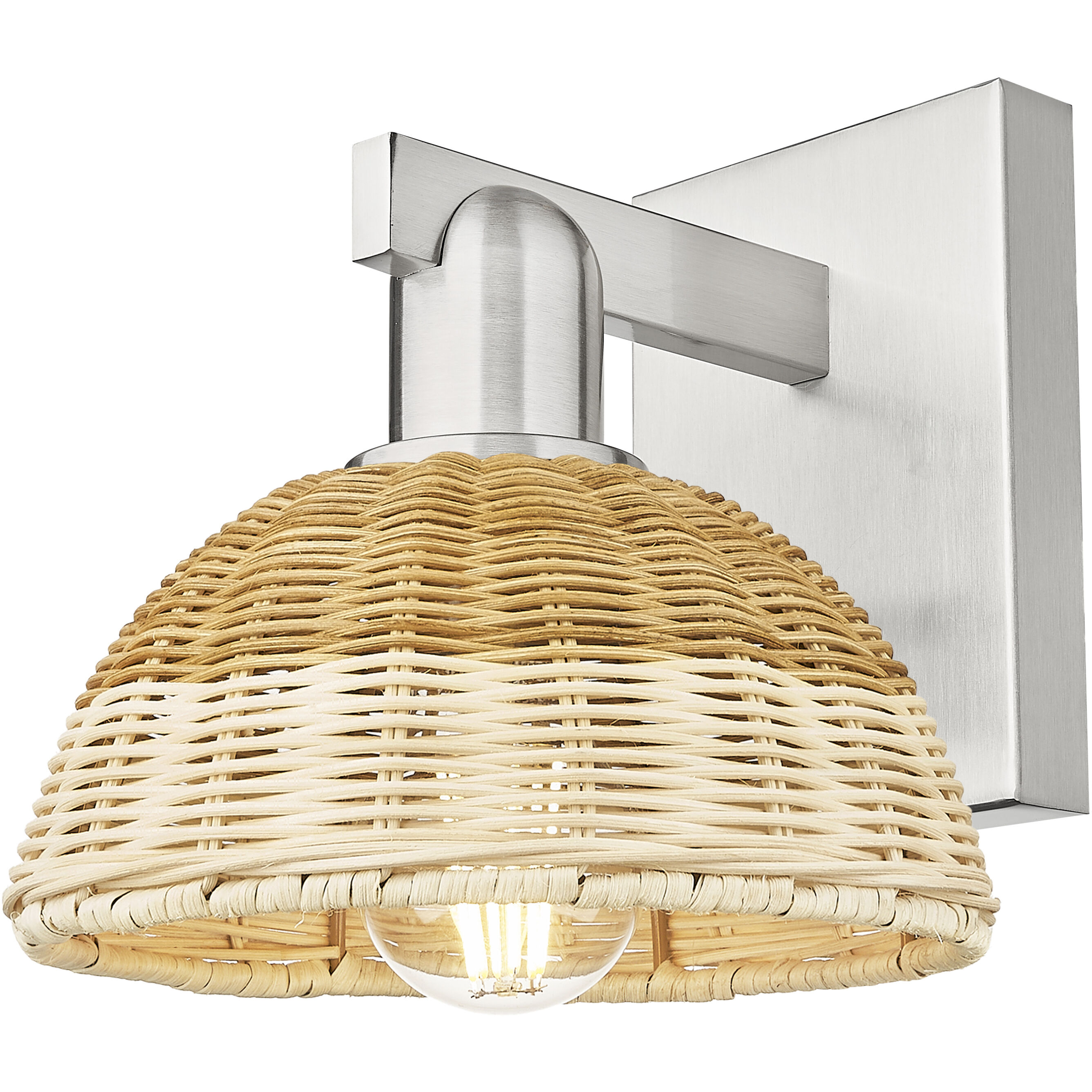 Natural Ballston Dome Sconce Wall Light in Brushed Satin Nickel