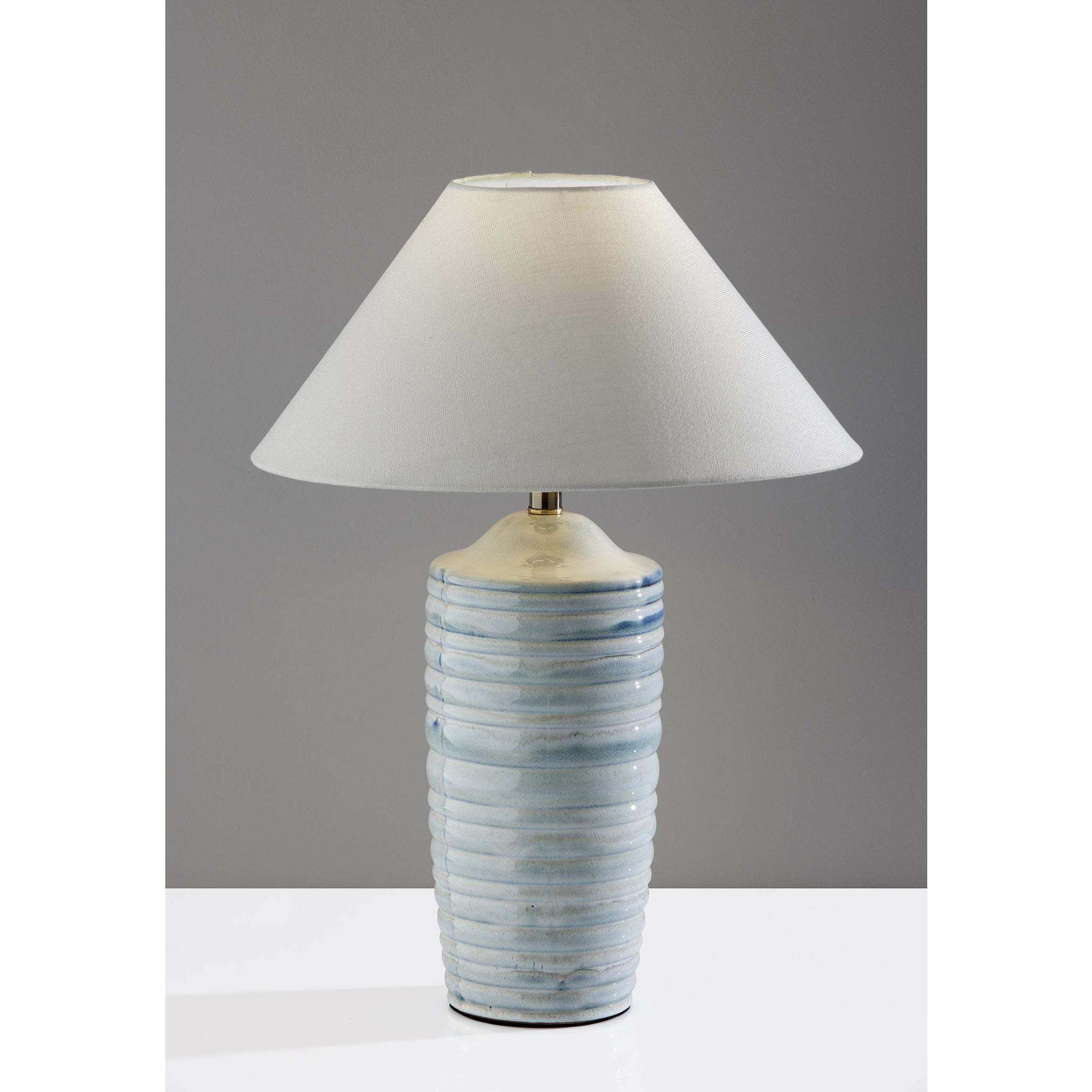 Catalina 25 inch 100.00 watt Light Blue Ribbed Ceramic Table Lamp Portable Light