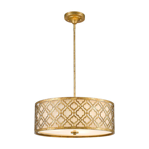 Arabella 3 Light 14 inch Distressed Gold Pendant Ceiling Light, Gilded Nola