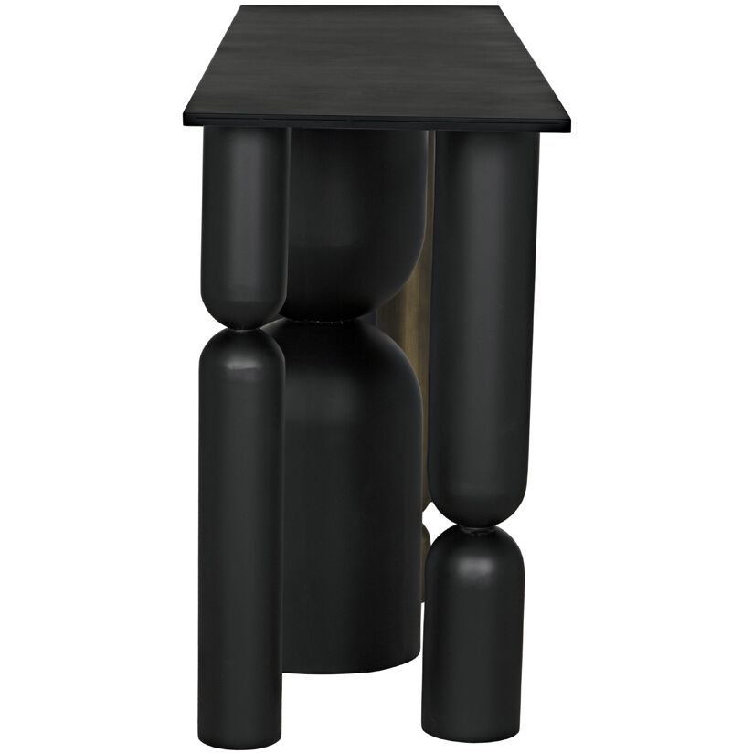 Figaro 71 X 17 inch Matte Black and Aged Brass Console