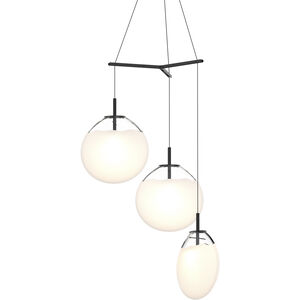 Cantina LED 36 inch Satin Black Pendant Ceiling Light in Poured White Glass