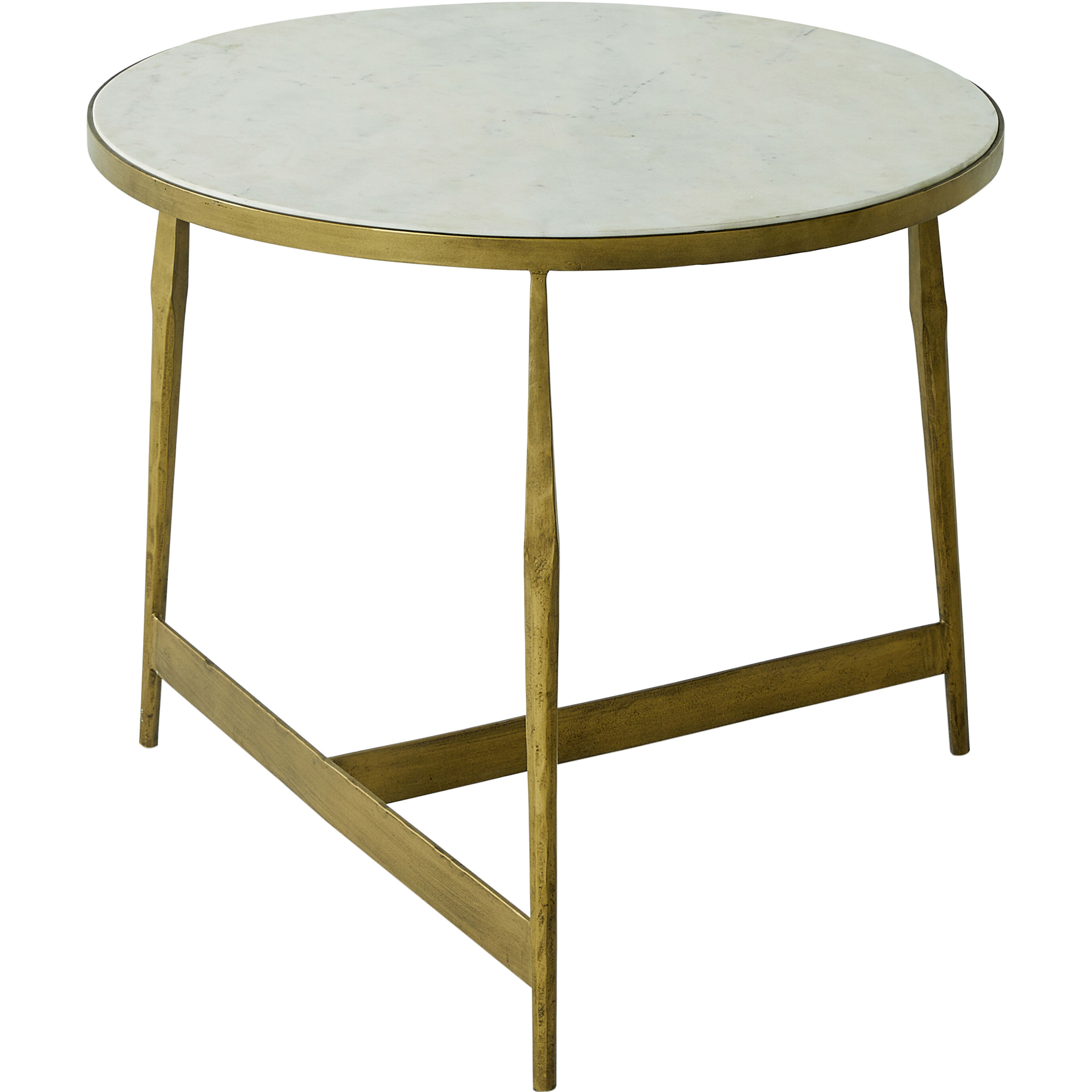 Alana 28 X 28 inch Honed White Banswara Marble with Antique Forged Brass Table