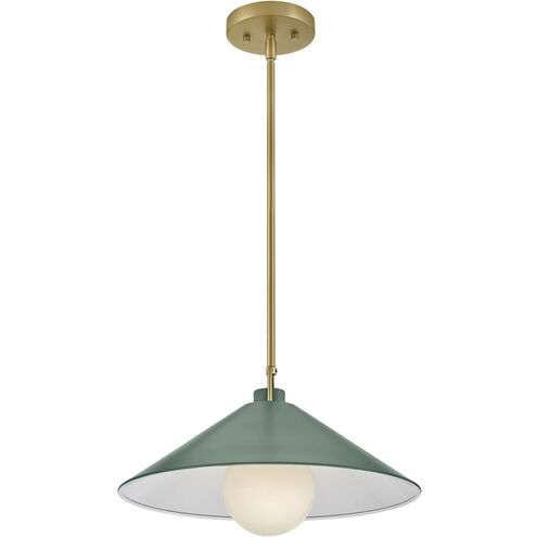 Milo LED 16 inch Lacquered Brass with Sage Green accents Pendant Ceiling Light