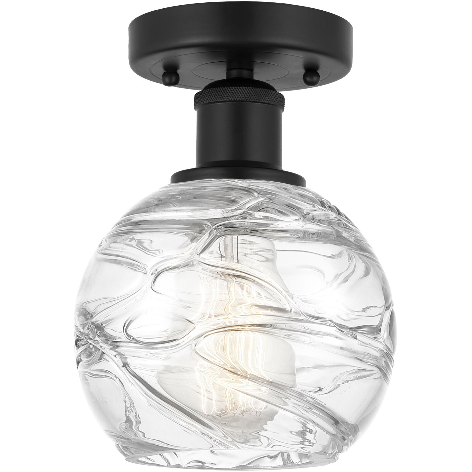 Edison Athens Deco Swirl 1 Light 6 inch Matte Black Semi-Flush Mount Ceiling Light