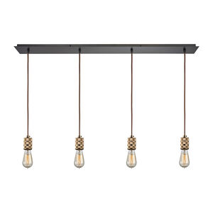 Collegeville 4 Light 46 inch Oil Rubbed Bronze with Polished Gold Multi Pendant Ceiling Light, Configurable