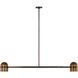 Avroko Octavia 2 Light 56 inch Blackened Bronze/Bright Worn Brass Linear Chandelier Ceiling Light