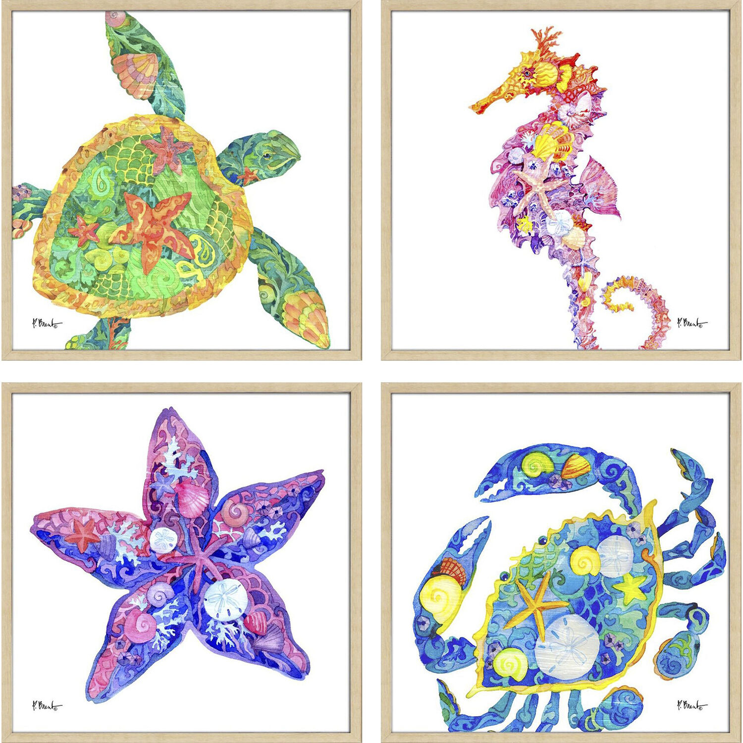 Nassau Sea Life 8 X 8 inch Non-Glass Framed Art, Propac