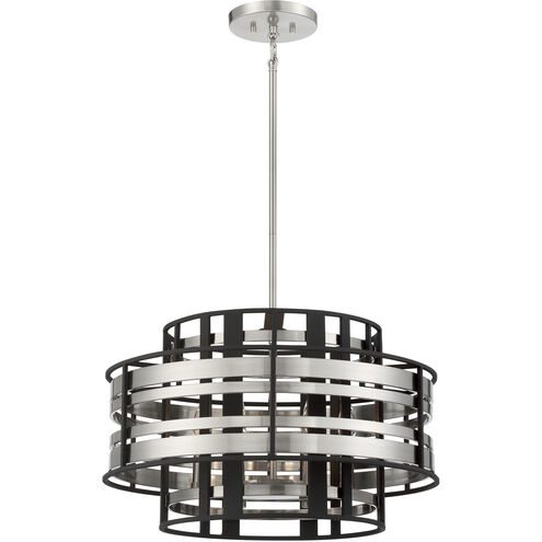 Presten 6 Light 22.5 inch Brushed Nickel with Sand Coal Pendant Ceiling Light