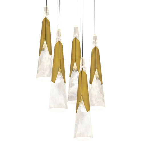 Kilt 5 Light 17 inch Aged Brass Multi-Light Pendant Ceiling Light