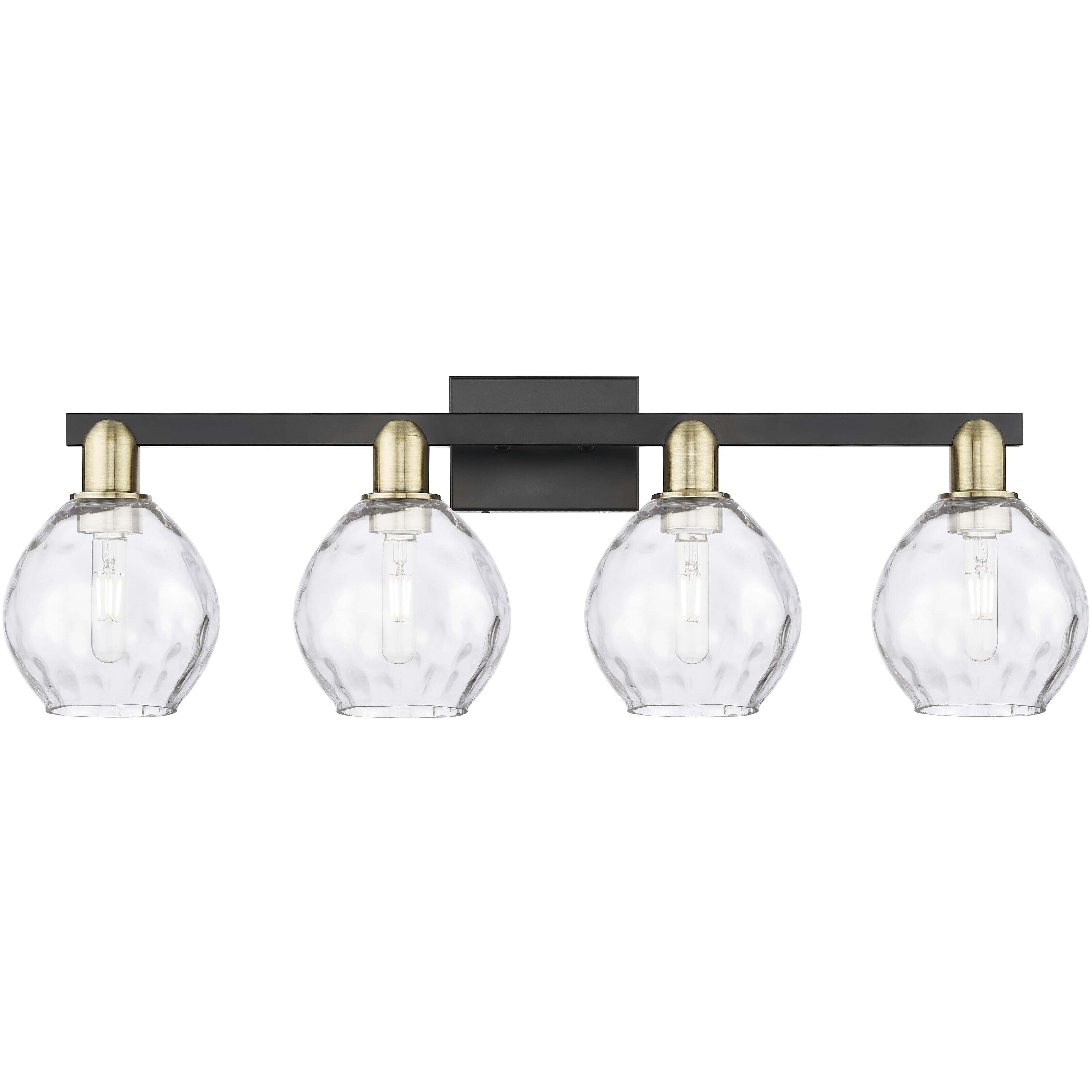 Arcadia Waverly 4 Light 33 inch Black Antique Brass Bath Vanity Light Wall Light
