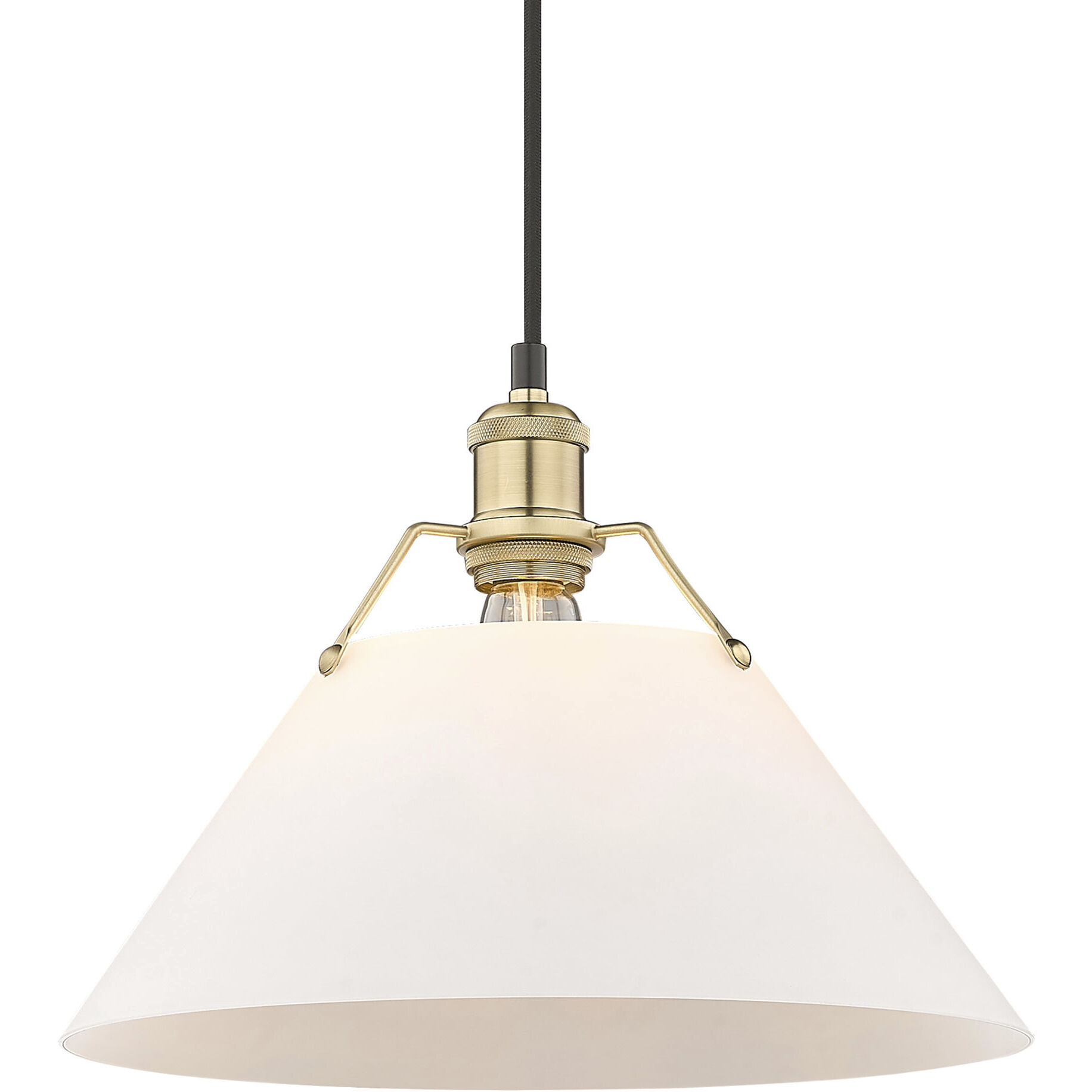 Yep Orwell Pendant Ceiling Light in Opal Glass, Brushed Champagne Brass