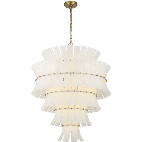 Abigail 21 Light 30 inch Aged Brass Chandelier Ceiling Light in White