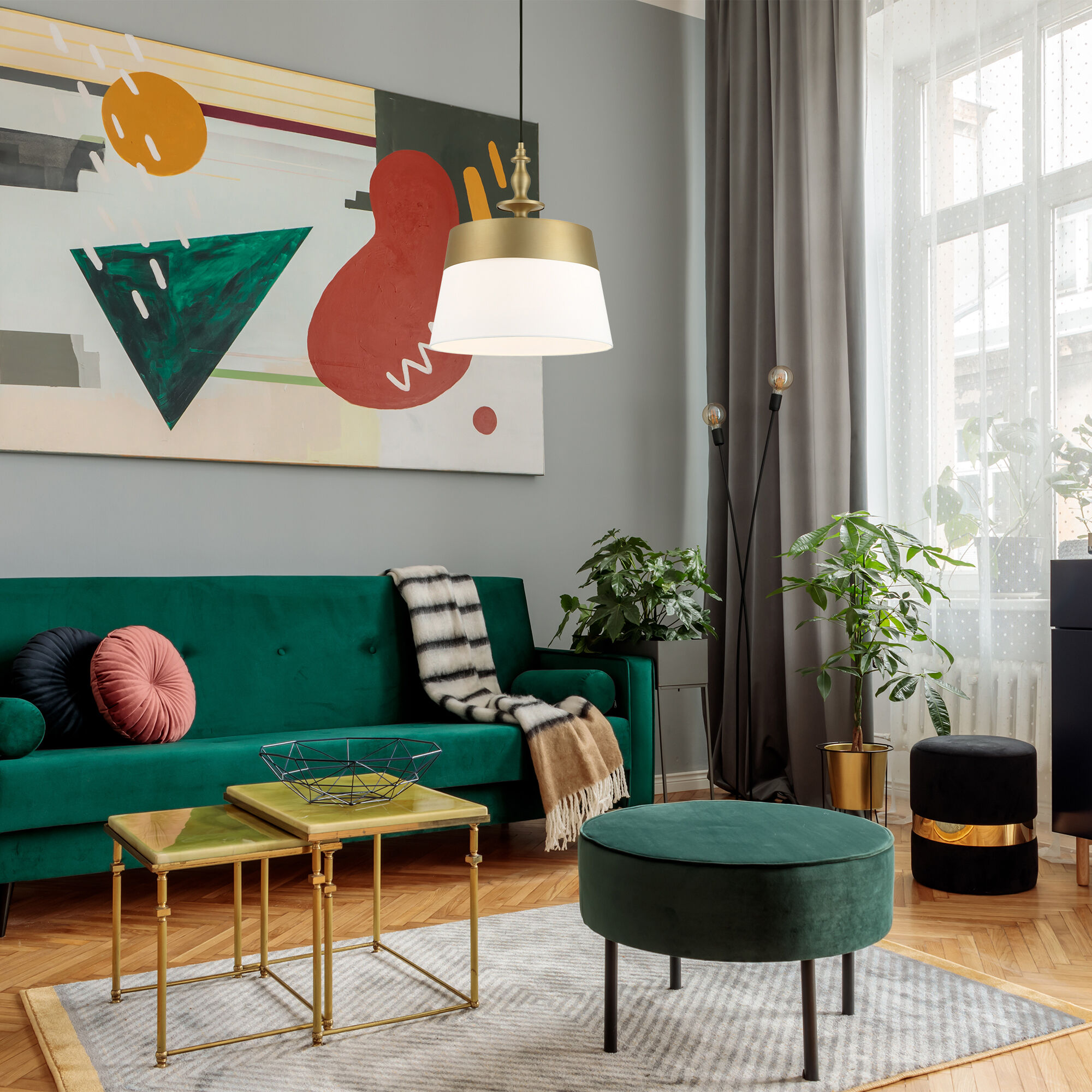 Ava 1 Light 15.75 inch Brushed Gold Pendant Ceiling Light