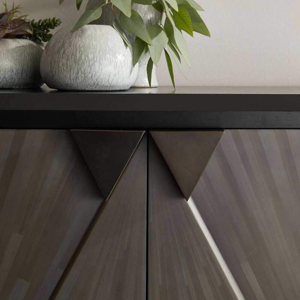 Ellington Gray Straw Marquetry and Ebony Cabinet