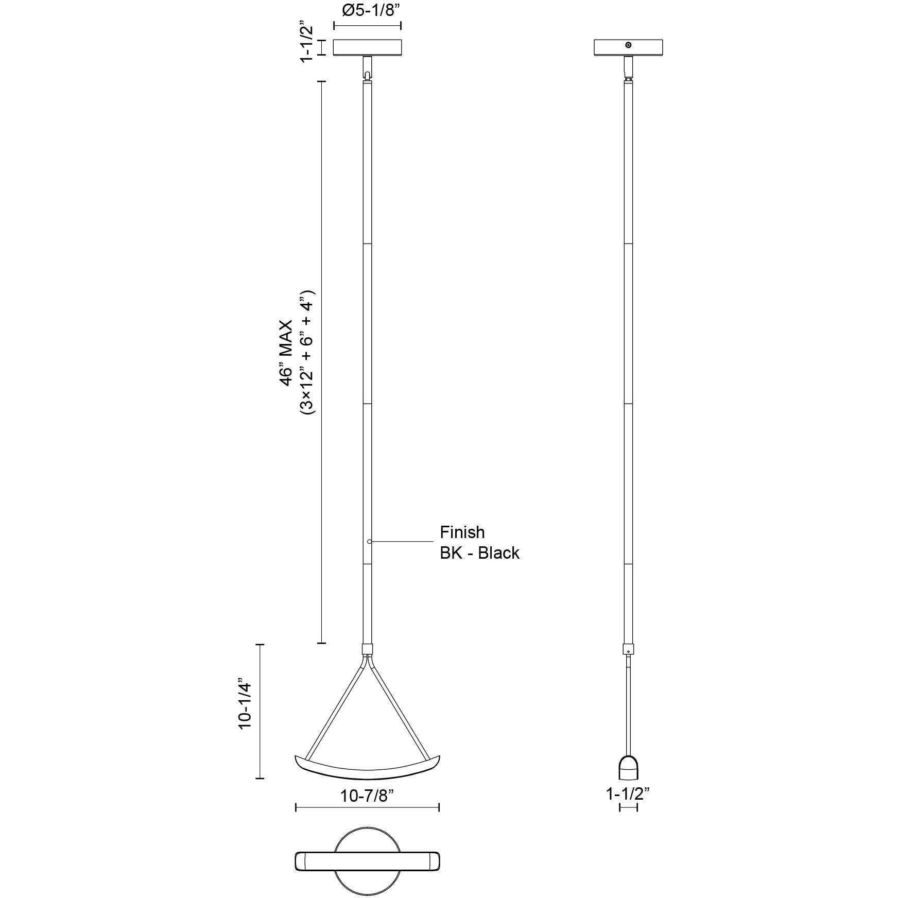 Mobil LED 1.5 inch Black Pendant Ceiling Light
