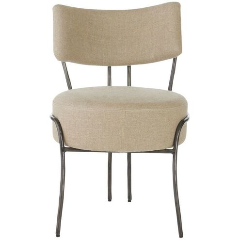 Enid Oatmeal Linen and Natural Iron Chair