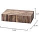 Palm 14.25 inch Brown Straw and Antique Brass Marquetry Box
