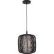 Cordova 1 Light 10 inch Black Rattan Mini Pendant Ceiling Light, Design Series