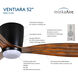 Ventiara 52 inch Coal with Distressed Koa Blades Flush Mount Indoor/Outdoor Ceiling Fan