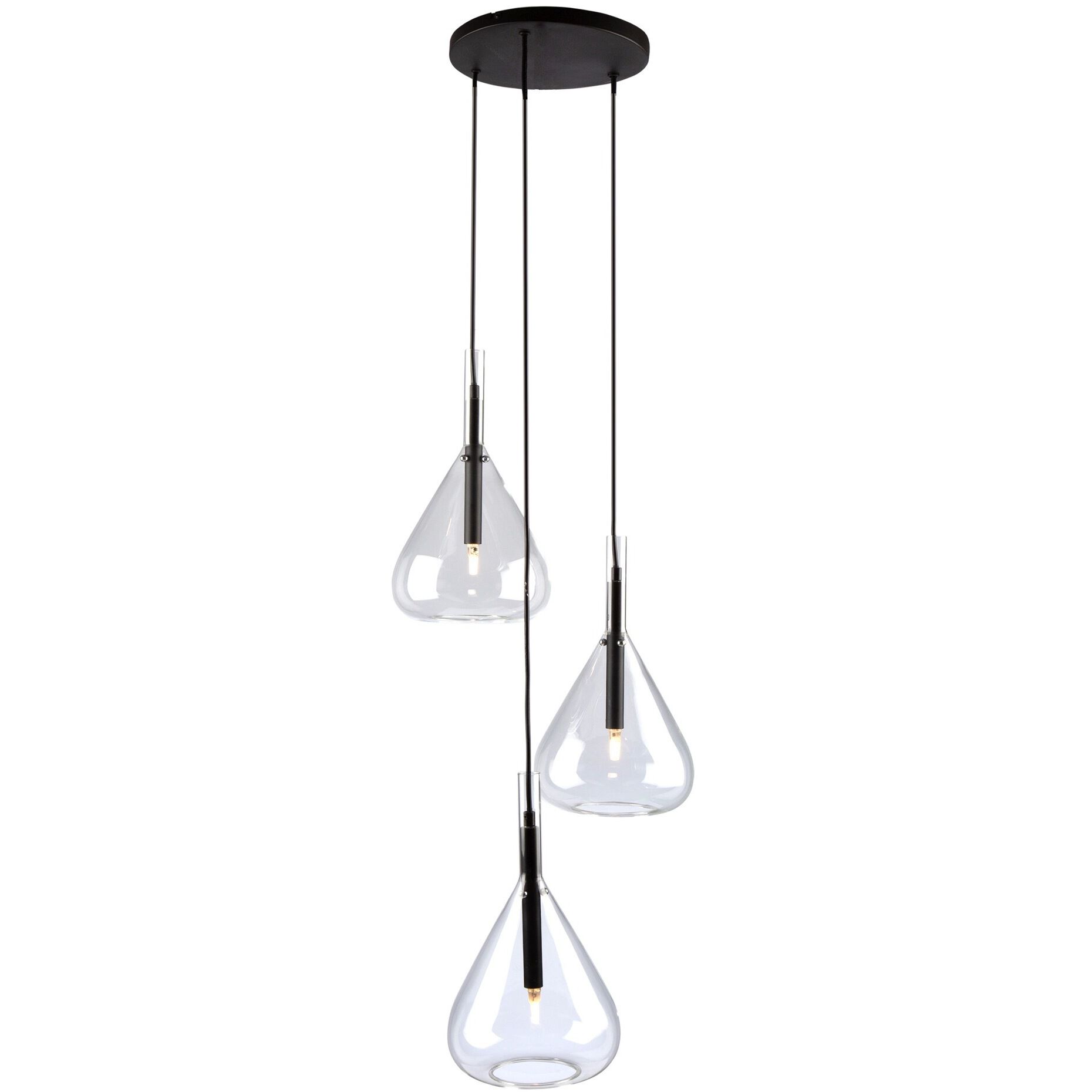 Conic 3 Light 15.4 inch Black Multi Light Pendant Ceiling Light