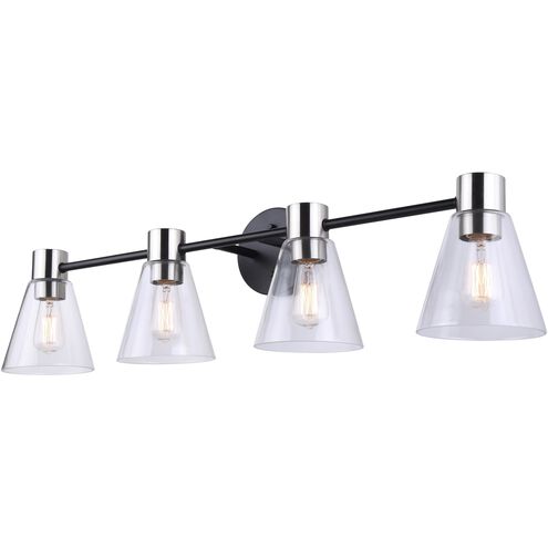 Davina 4 Light 32.5 inch Black/Brushed Nickel Vanity Light Wall Light