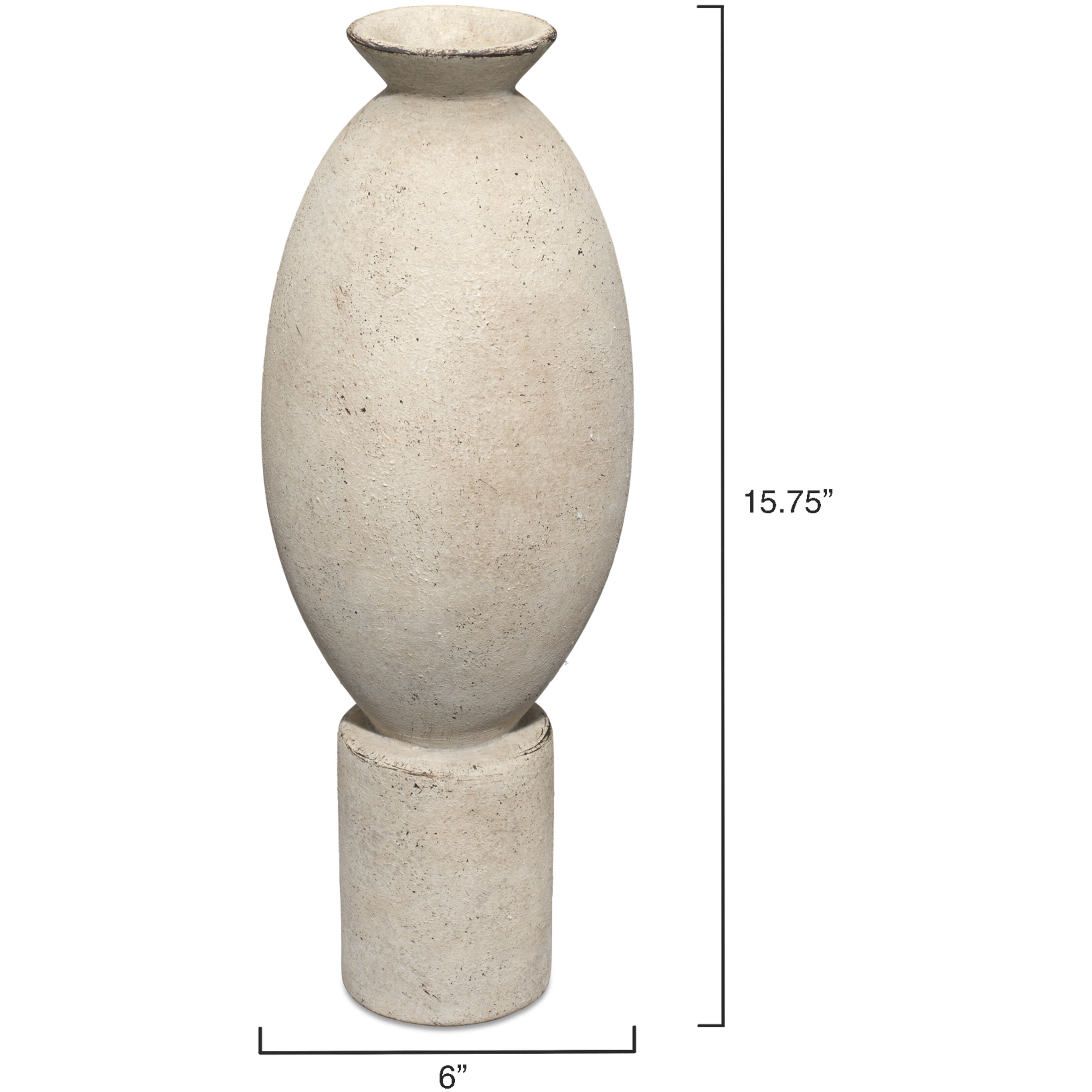 Elevated 15.75 X 6 inch Decorative Vase in Off White Ceramic