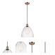 Ballston Dome LED 12 inch Antique Copper Mini Pendant Ceiling Light in Seedy Glass, Black Textured