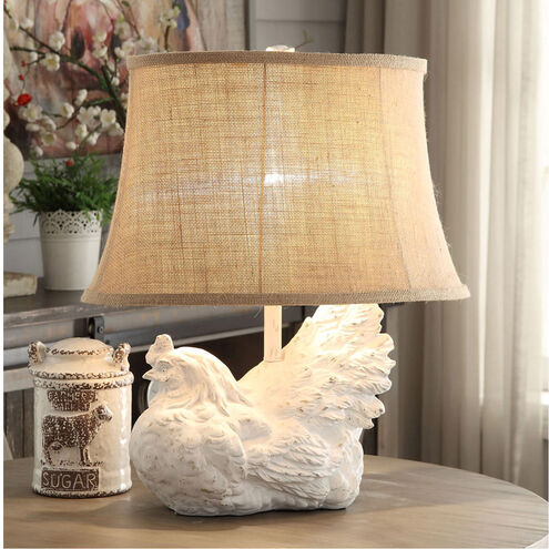 Rooster 21 inch 100 watt White Washed Table Lamp Portable Light