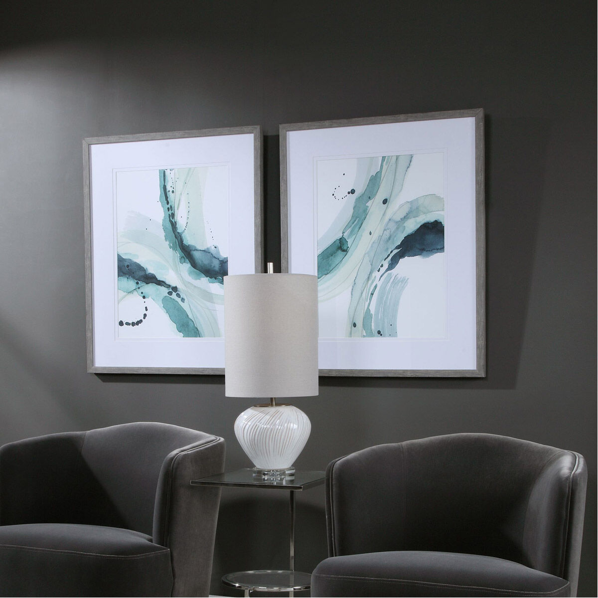 Depth 34 X 28 inch Abstract Watercolor Prints, Set of 2