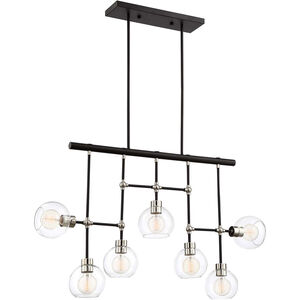 Pierre 7 Light 5 inch Polished Nickel and Matte Black with Glass Chandelier Ceiling Light