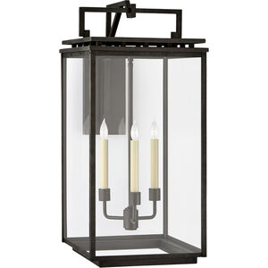 Chapman & Myers Cheshire 3 Light 27.75 inch Aged Iron Outdoor Bracketed Wall Lantern, Large