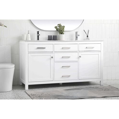 Lewis 60 X 22 X 34 inch White Vanity Sink Set